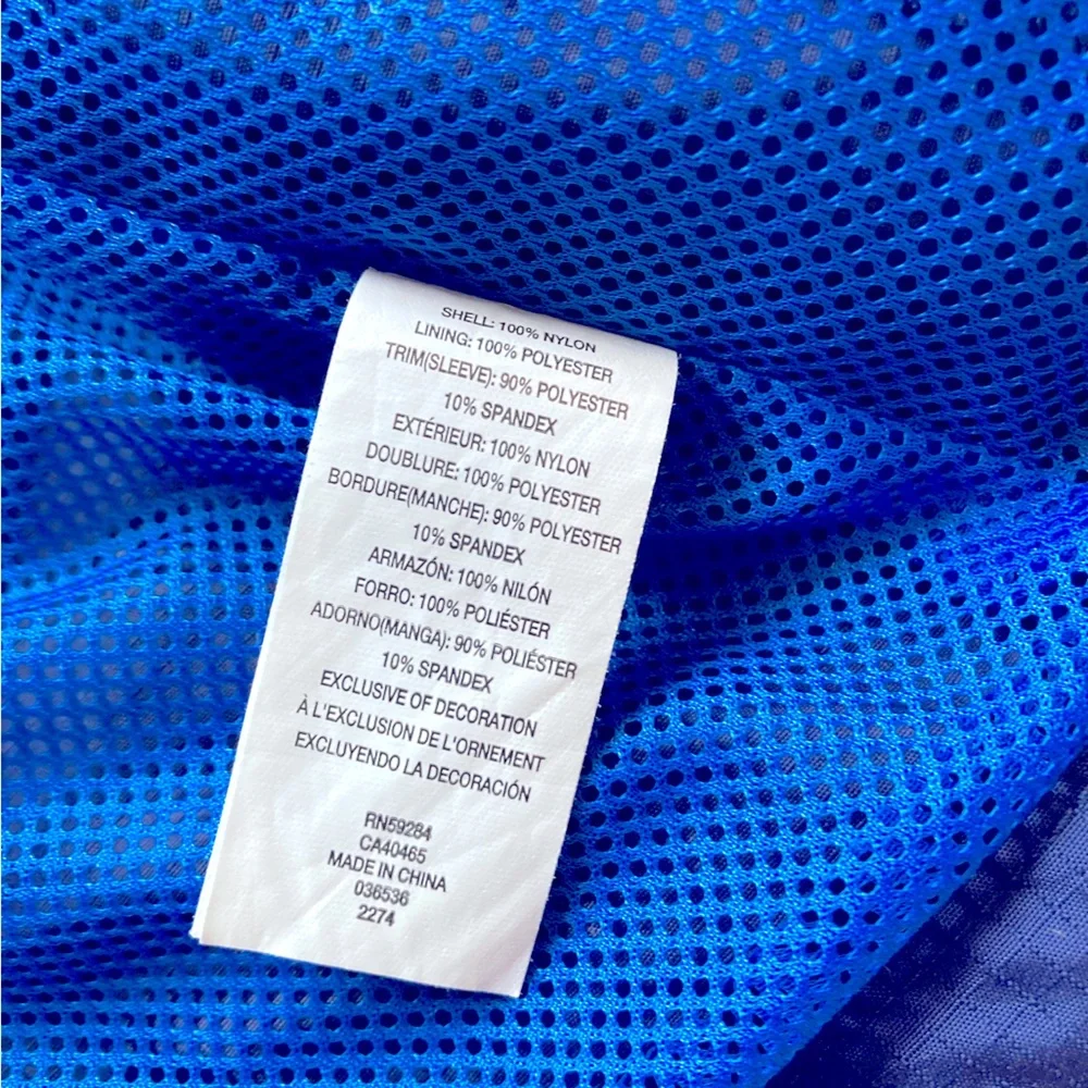 The Childrens Place Blue Hooded Windbreaker Jacket Neon Zip Size 5 6‎